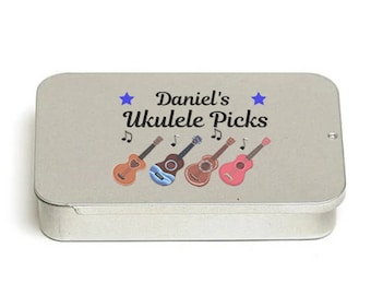 Personalised Ukulele Pick Plectrum Tin Holder Gift - Take Your Pick - Pocket Sized - Gift Idea For Ukulele Player