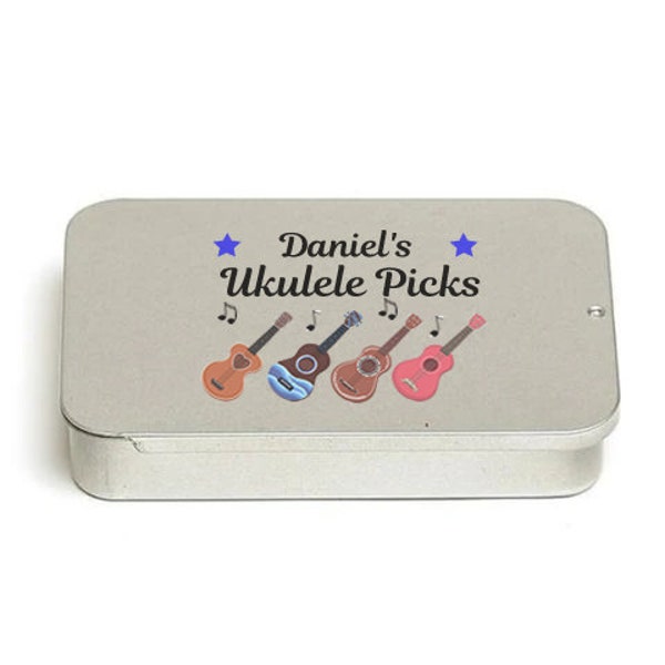 Personalised Ukulele Pick Plectrum Tin Holder Gift - Take Your Pick - Pocket Sized - Gift Idea For Ukulele Player