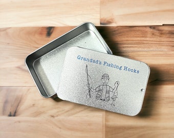 Personalised Fishing Hooks Tin Holder Gift - Pocket Sized