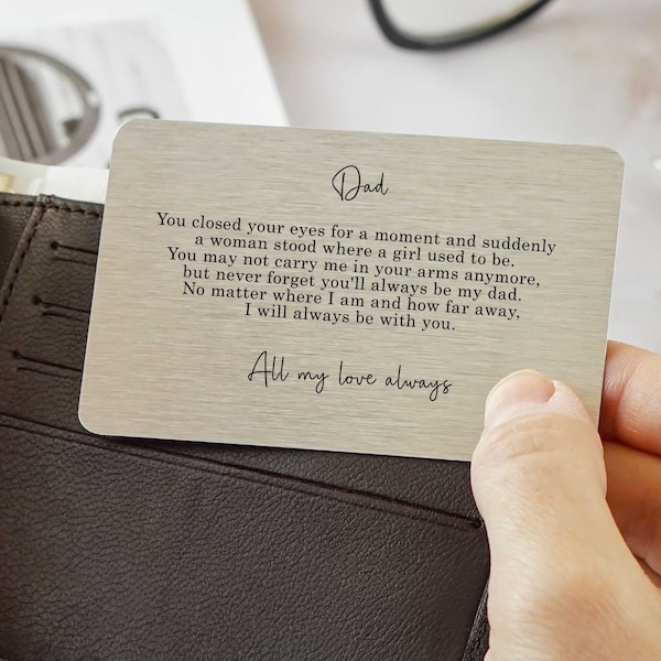 To Dad Sentimental Poem Metal Wallet Card Gift Idea From Child Son Daughter - Keepsake Present - Birthday or Christmas Present