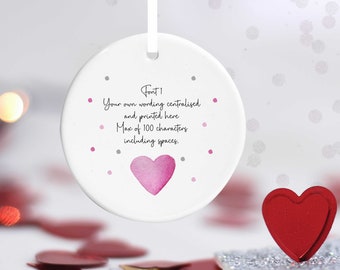 Personalised Pink Love Heart Decoration Hanging Ornament Keepsake With Your Wording Choice Of 4 Fonts Gift Idea For Him Her Valentine's Day