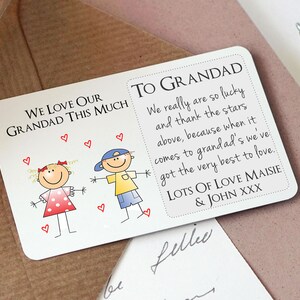 Personalised Sentimental Keepsake Wallet Card For Grandad Granda Gramps Love This Much Made From Metal Gift Idea For Birthday or Christmas image 3