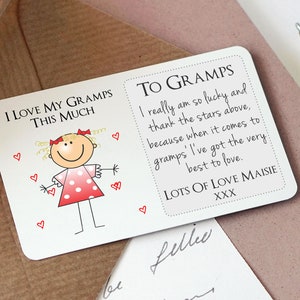 Personalised Sentimental Keepsake Wallet Card For Grandad Granda Gramps Love This Much Made From Metal Gift Idea For Birthday or Christmas Girl