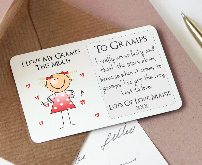 Personalised Sentimental Keepsake Wallet Card For Grandad Granda Gramps Love This Much Made From Metal Gift Idea For Birthday or Christmas Girl