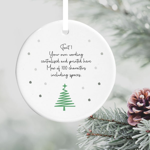 Personalised Christmas Tree Decoration Hanging Ornament Keepsake With Your Wording Choice Of 4 Fonts Gift Idea For Him Her - Tree Design