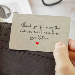 Personalised Stepdad Thank You For Sentimental Poem Metal Wallet Card Gift Idea From Stepchild - Keepsake Present - Birthday or Father's Day