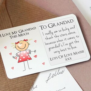 Personalised Sentimental Keepsake Wallet Card For Grandad Granda Gramps Love This Much Made From Metal Gift Idea For Birthday or Christmas image 9