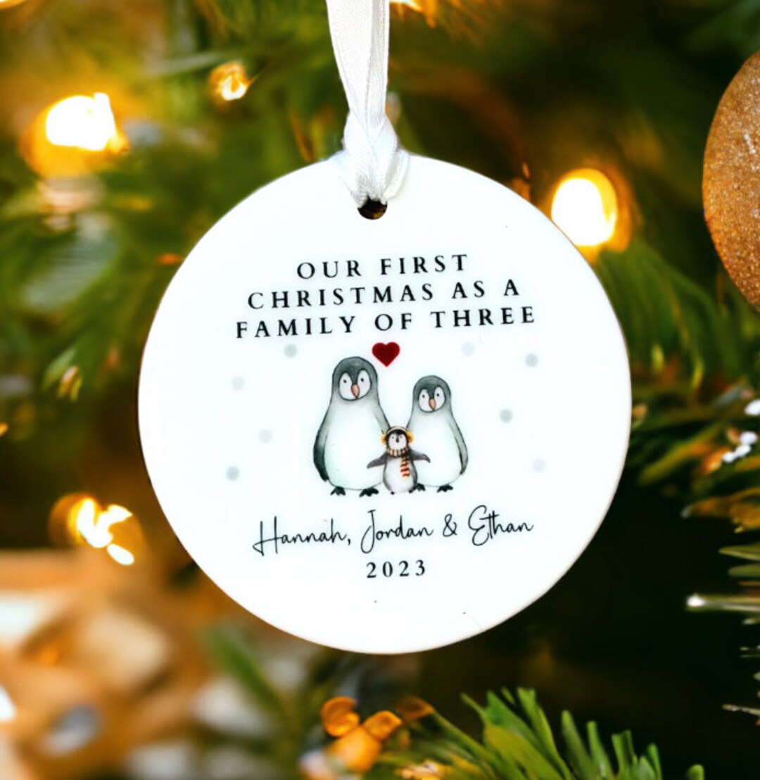 Personalised Cute Ceramic Christmas Tree Decoration Our First as A