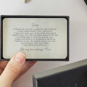 Personalised To My Son Sentimental Poem Metal Wallet Card Gift Idea From Parent - Keepsake Present - Birthday or Wedding Graduation Uni