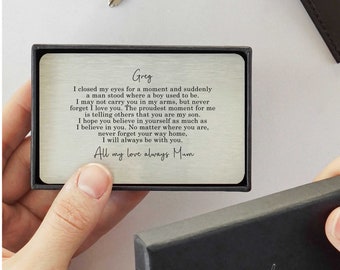 Personalised To My Son Sentimental Poem Metal Wallet Card Gift Idea From Parent - Keepsake Present - Birthday or Wedding Present
