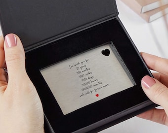 Happy 25th Silver Wedding Anniversary Metal Wallet Card In Luxury Magnetic Box - For Him or Her - Sentimental Keepsake Wording Vow Renewal