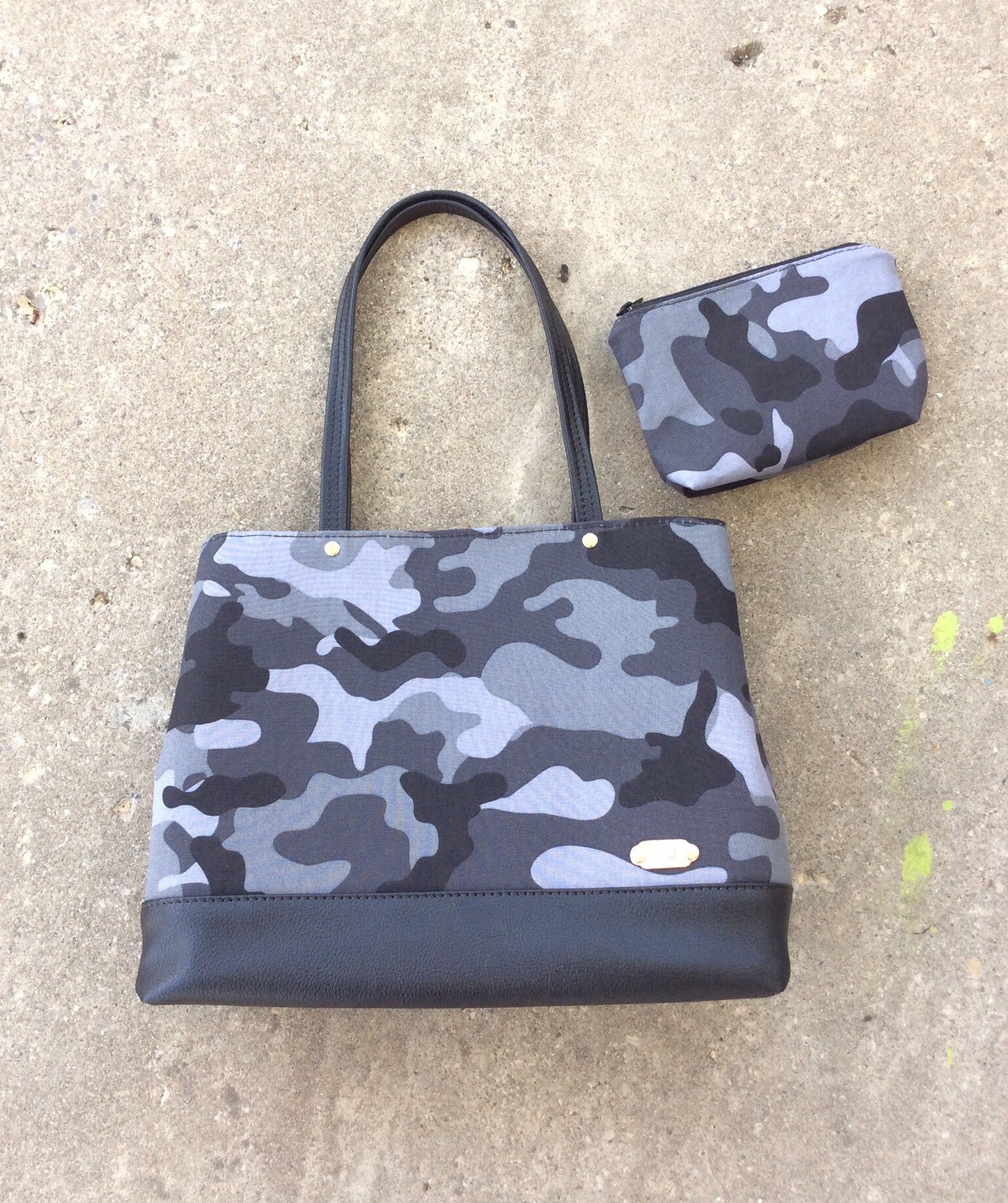 Grey/Black Camo Weekender Tote/Bag/Purse Etsy
