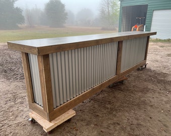 Retail Counter Metal Straight Large Finished – Solid wood & metal counter