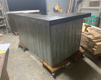 The Kitchen Smooth Top L Shape Small Finished 2 Level indoor bar, tiki bar, industrial bar, garage bar, basement bar, commercial bar