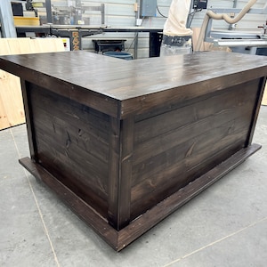The Deluxe L Shape Solid Wood Bar - Tiki bar, industrial bar, basement bar, l shape bar, man cave bar, home bar, custom bar, commercial bar,