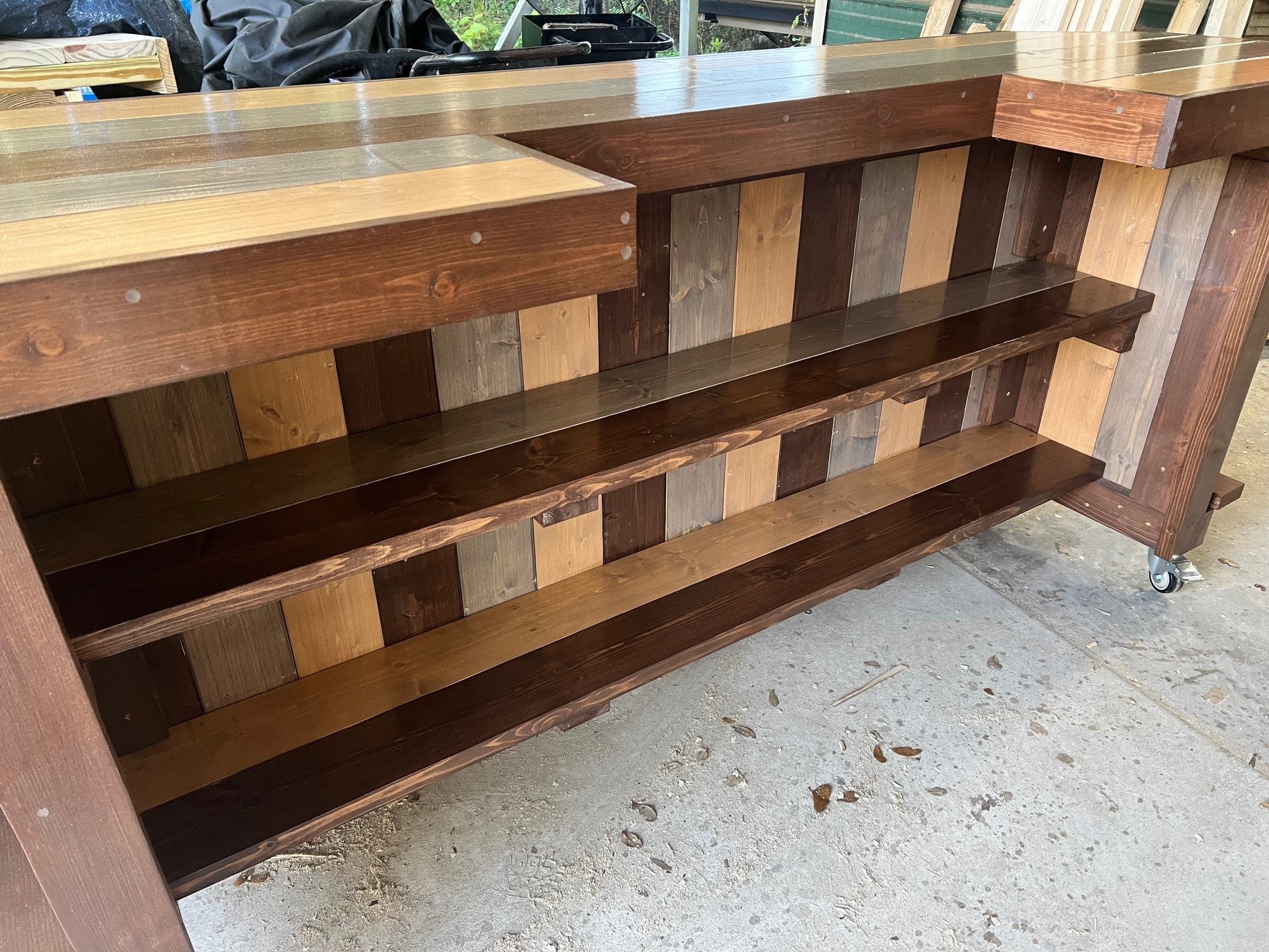 Plank Top U 3 Piece Basement Bar Finished - Solid wood bar - foo-BARS