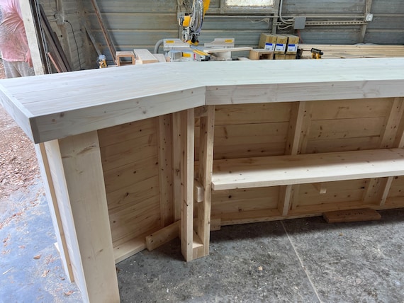 Plank Top U Bar Finished- Solid wood bar