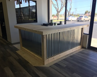 Retail Counter Metal L Shaped Small Unfinished – Solid wood & metal counter