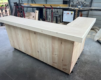 Kitchen Smooth Top L Shape Small Unfinished - Rustic style 2-Level bar