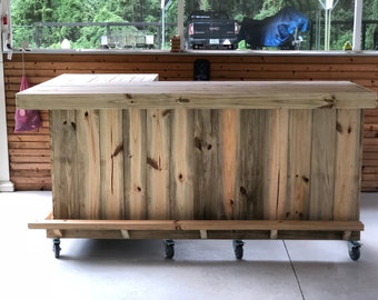 L Shape Original Rustic pressure treated outdoor patio home tiki wood bar