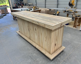 Straight Top Wood Outdoor - Rustic real pressure treated wood barn wood style, pallet style outdoor patio bar