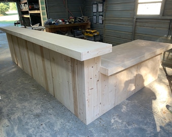 Large Retail Counter 2-level Unfinished - Rustic style POS/ADA drop