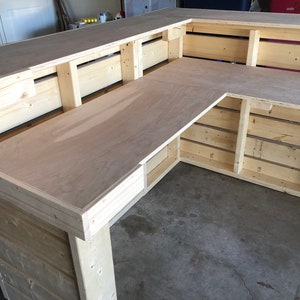 Hello Elyse 75 L Reception Desk - Unfinished L shape 2 level desk, front desk, L shape desk