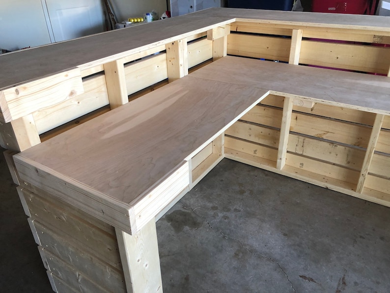 Hello Elyse 75 L Reception Desk - Unfinished L shape 2 level desk, front desk, L shape desk
