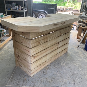 Elyse .75 - Rustic real pressure treated wood barn wood style, pallet style outdoor patio bar