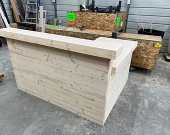 Hello Shabby L Reception Desk - Unfinished, 2 level, L shape