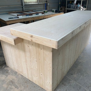 Medium Retail Counter Unfinished – Rustic style w/ POS/ADA drop