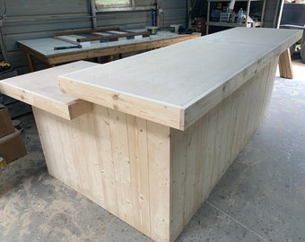 Medium Retail Counter Unfinished – Rustic style w/ POS/ADA drop