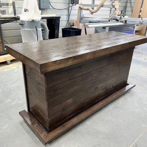 Plank Top Straight Bar Horizontal - Solid wood bar, Tiki bar, industrial bar, garage bar, husband gift, father gift, man cave bar
