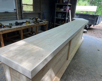Angle Plank Top Single Unfinished - Solid wood bar