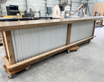 Plank Top Metal Straight Top Large Finished – Solid wood & metal bar
