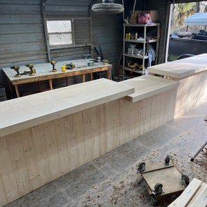 20 &#39;Straight Unfinished solid wood retail pos ada cash wrap sales counter, custom sizes available