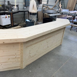 Angle Plank Top Unfinished - Solid wood bar