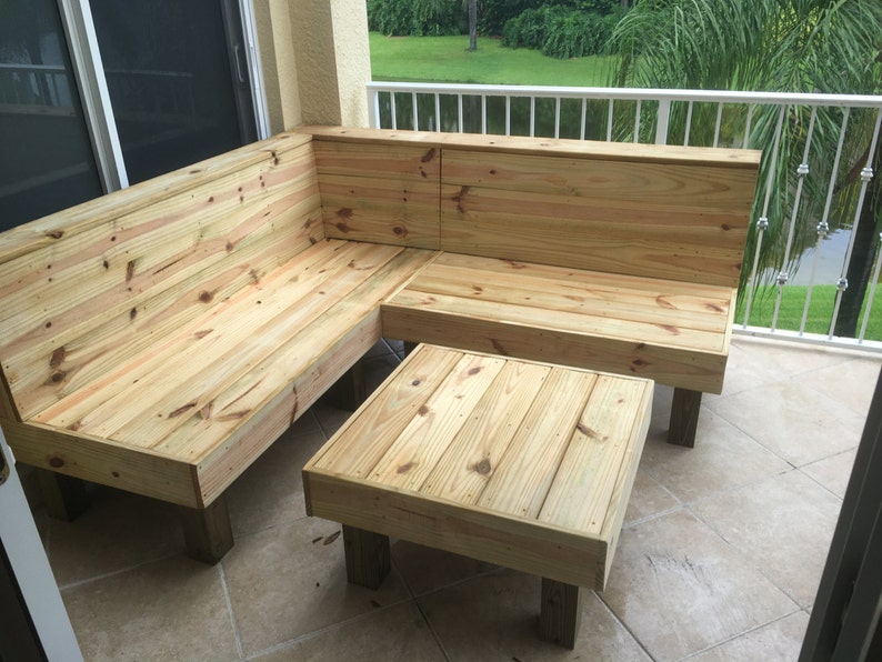The Sectional Rustic Wood Patio Benches And Table Or Image 0