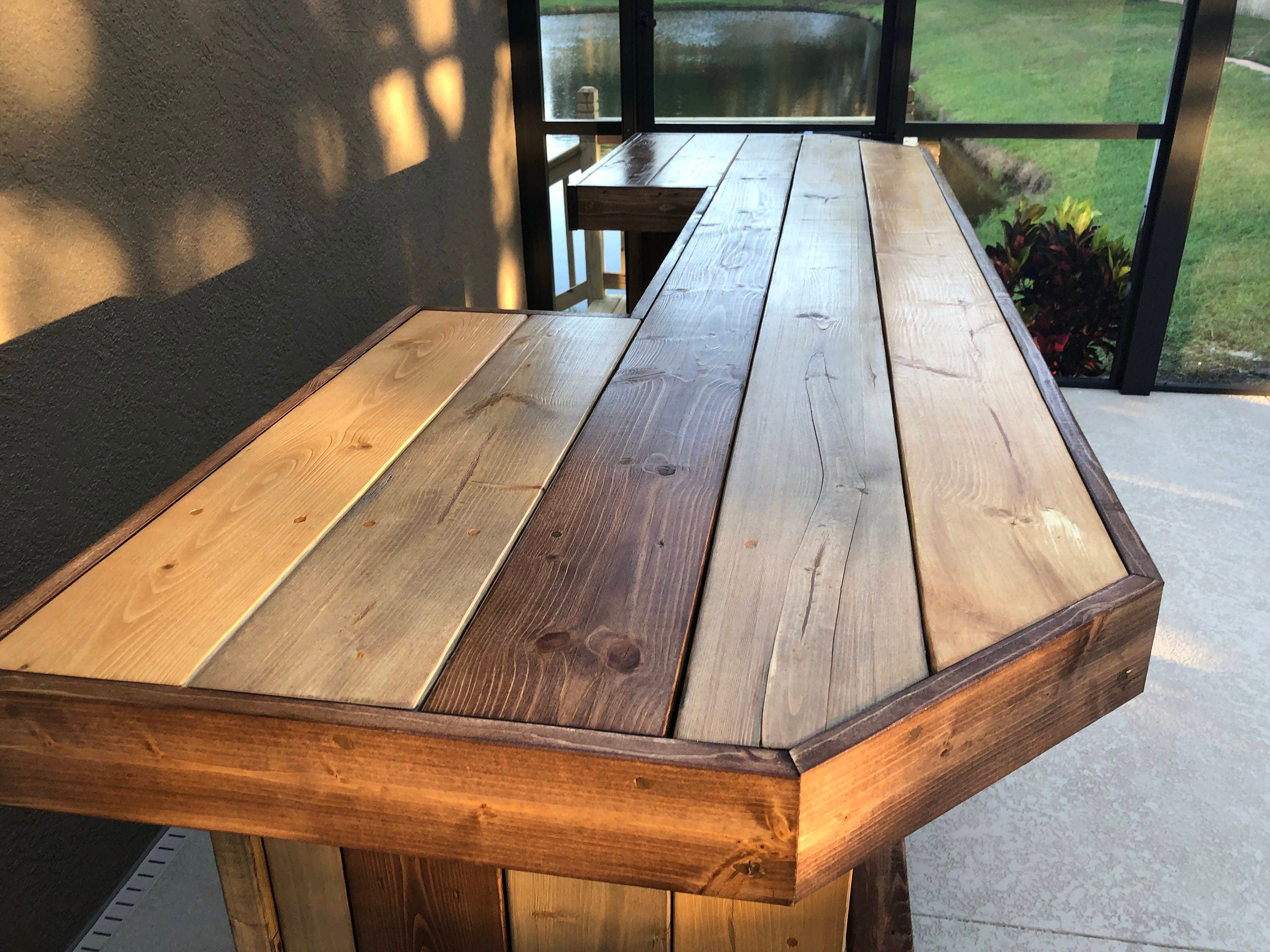 Plank Top U Bar Finished- Solid wood bar