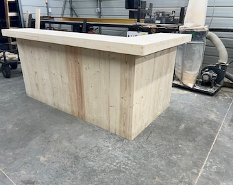 Kitchen L Shape Plank Top Medium Unfinished – Solid wood bar