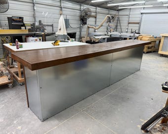 Flat Steely Large Modern Industrial Sales Counter