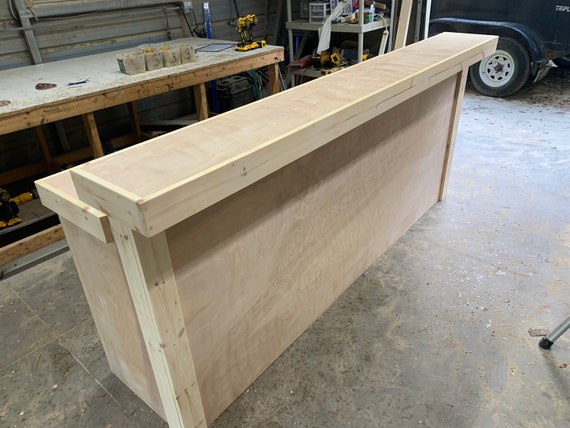 Unfinished Plywood Buffet 2 Level Contemporary Style Wood Indoor