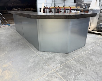 Custom Fabricated  16 x 8 Flat Steel L shape angled home or commercial bar or retail counter