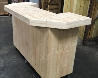 Smooth top unfinished U shape real wood indoor home bar