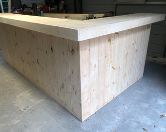 Kitchen Planktop L Shape Small Unfinished - Rustic style 2 Level bar