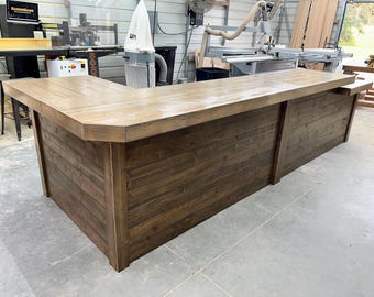 Doc Large Sales Counter - L Shape, Plank Top, w/ADA drop