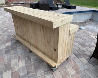 Kitchen Straight Outdoor Patio Tiki Home Treated Wood Bar