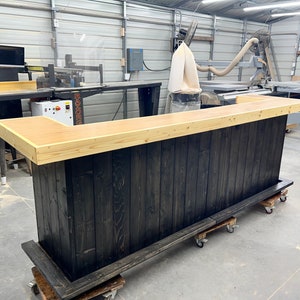 The Ethan U Shape 2-level bar, tiki bar, industrial bar, patio bar, garage bar, basement bar, indoor home bar, custom bar, commercial bar
