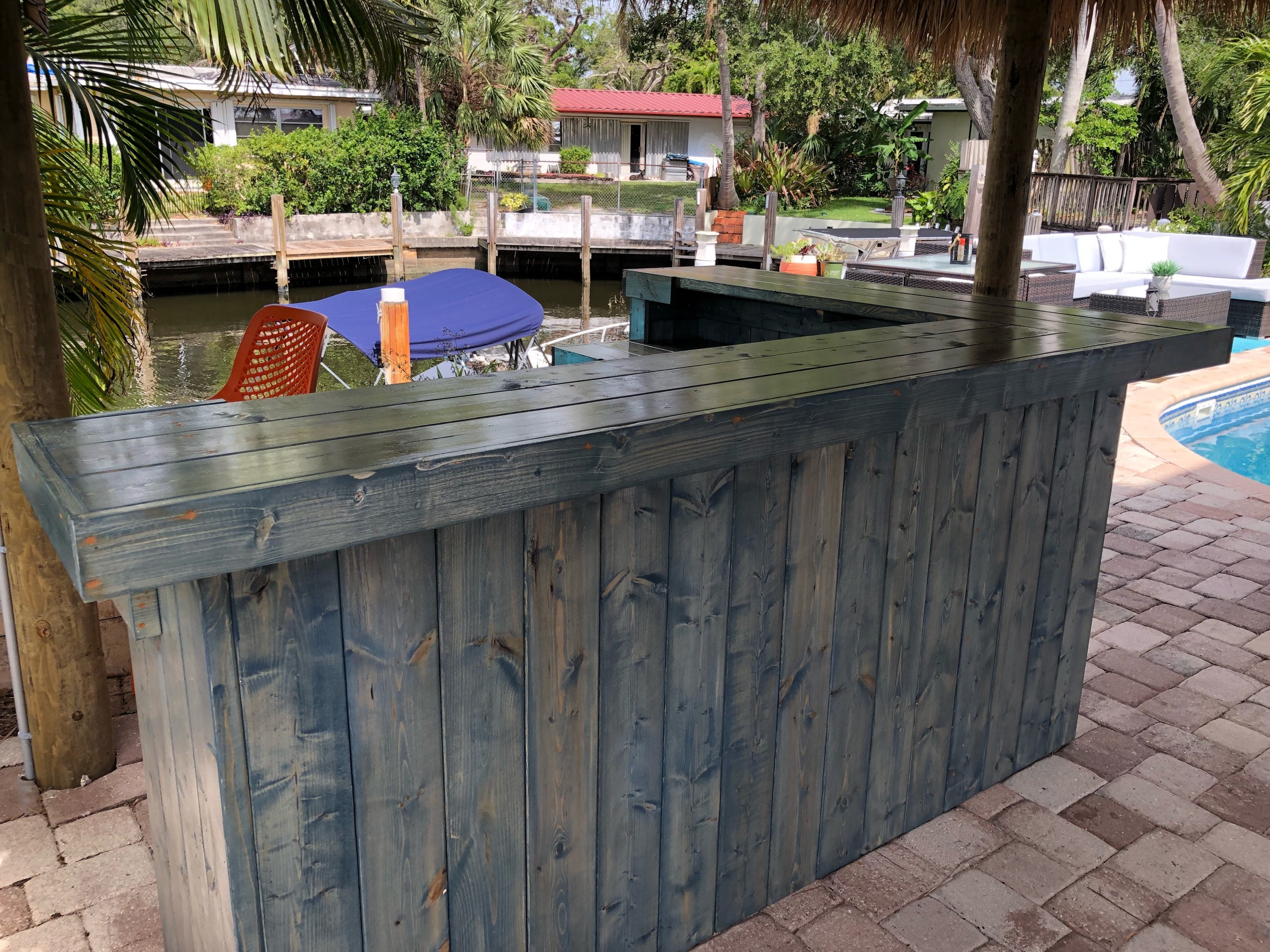 Custom Blue Woodie Beach Bar 8 X 6 Two Level Rustic Outdoor