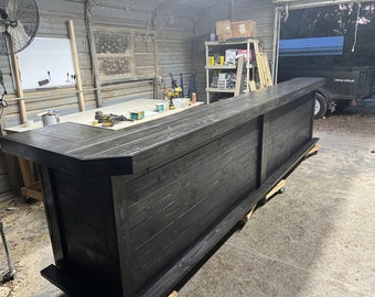 Large Thomas L Wood Bar - Rustic 2-level pressure treated bar